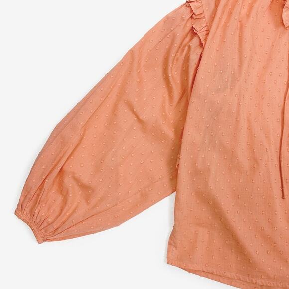 Cleobella Phoenix Blouse Size L Coral Organic Cotton Boho Peasant Cottage Flowy - Picture 9 of 11